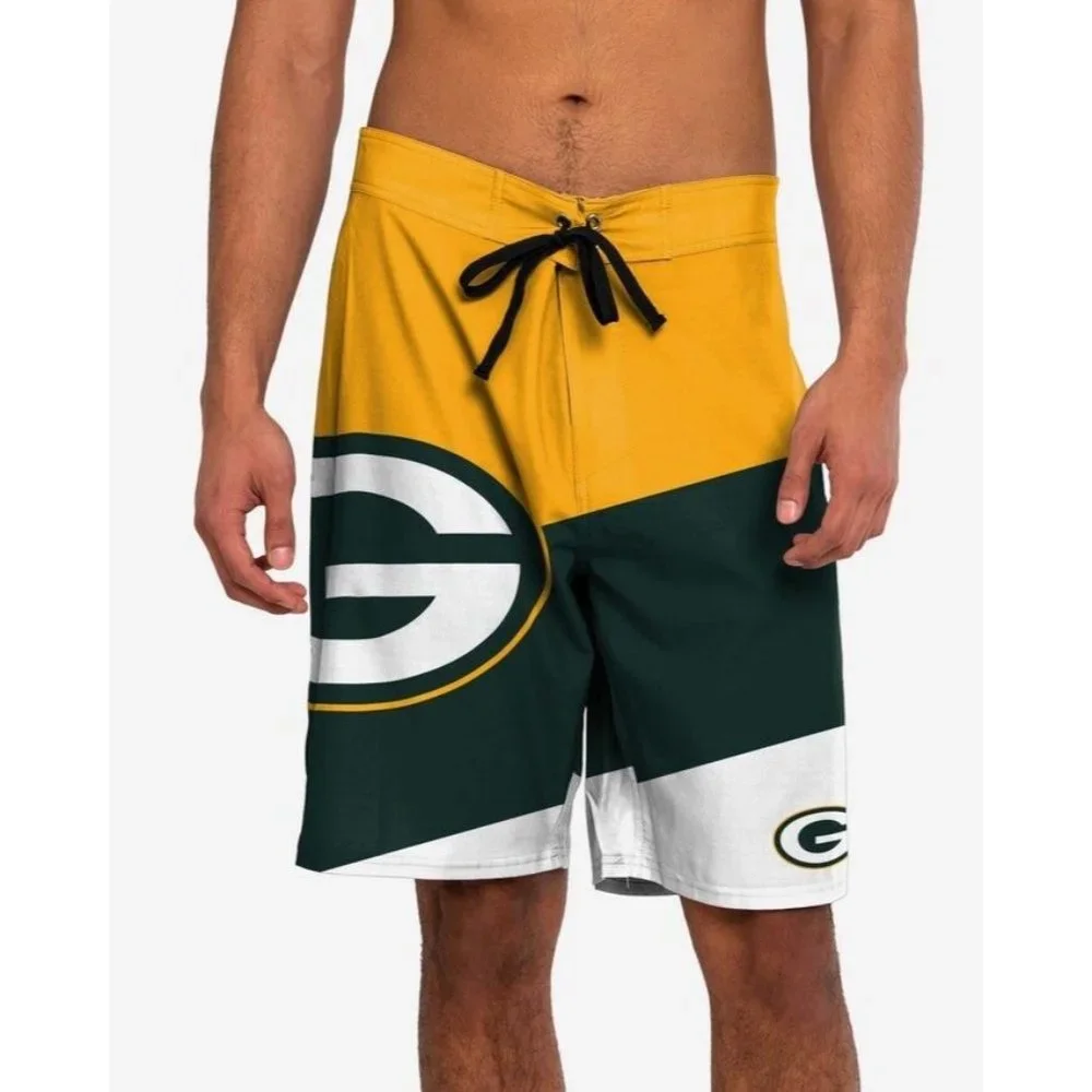 Green Bay Packers Super Lightweight Thin Summer Swim / Boardshorts Men's…